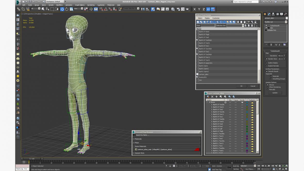 3D model Cartoon Alien Rigged