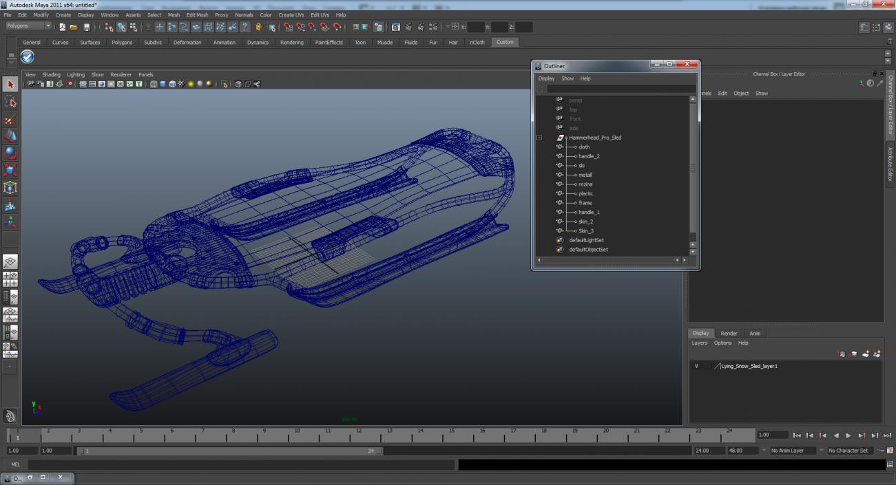 3D model Lying Snow Sled