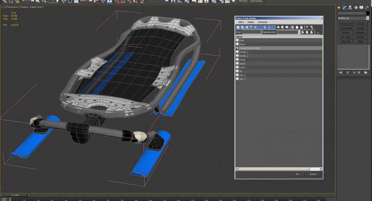 3D model Lying Snow Sled