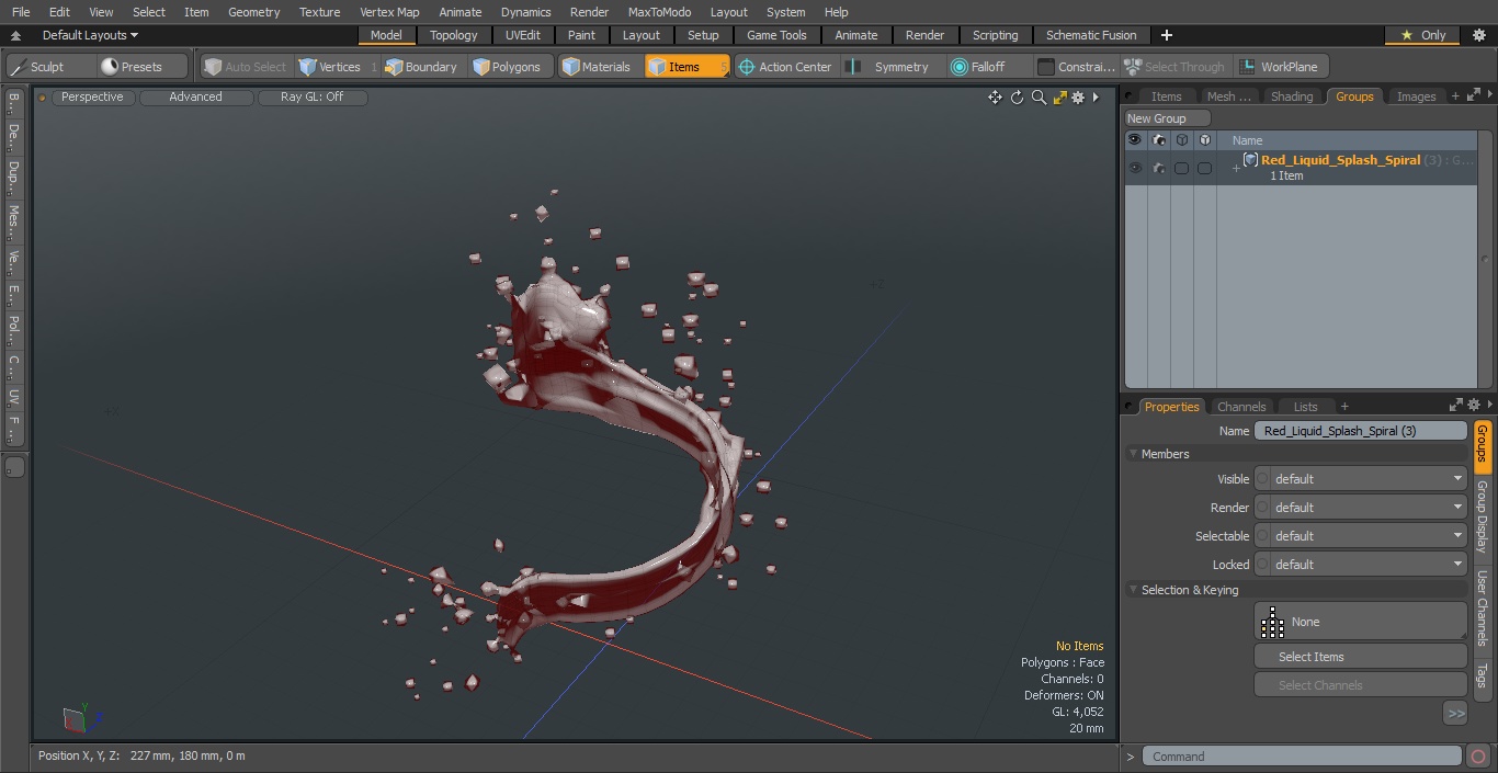 Red Liquid Splash Spiral 3D model