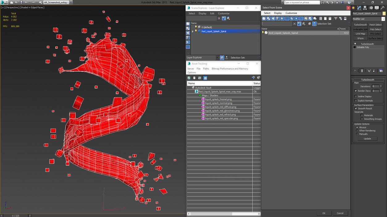 Red Liquid Splash Spiral 3D model