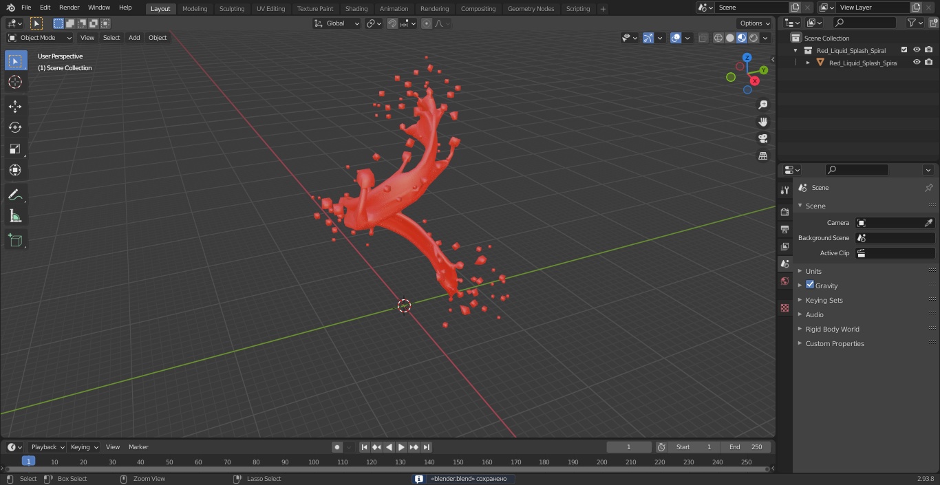 Red Liquid Splash Spiral 3D model