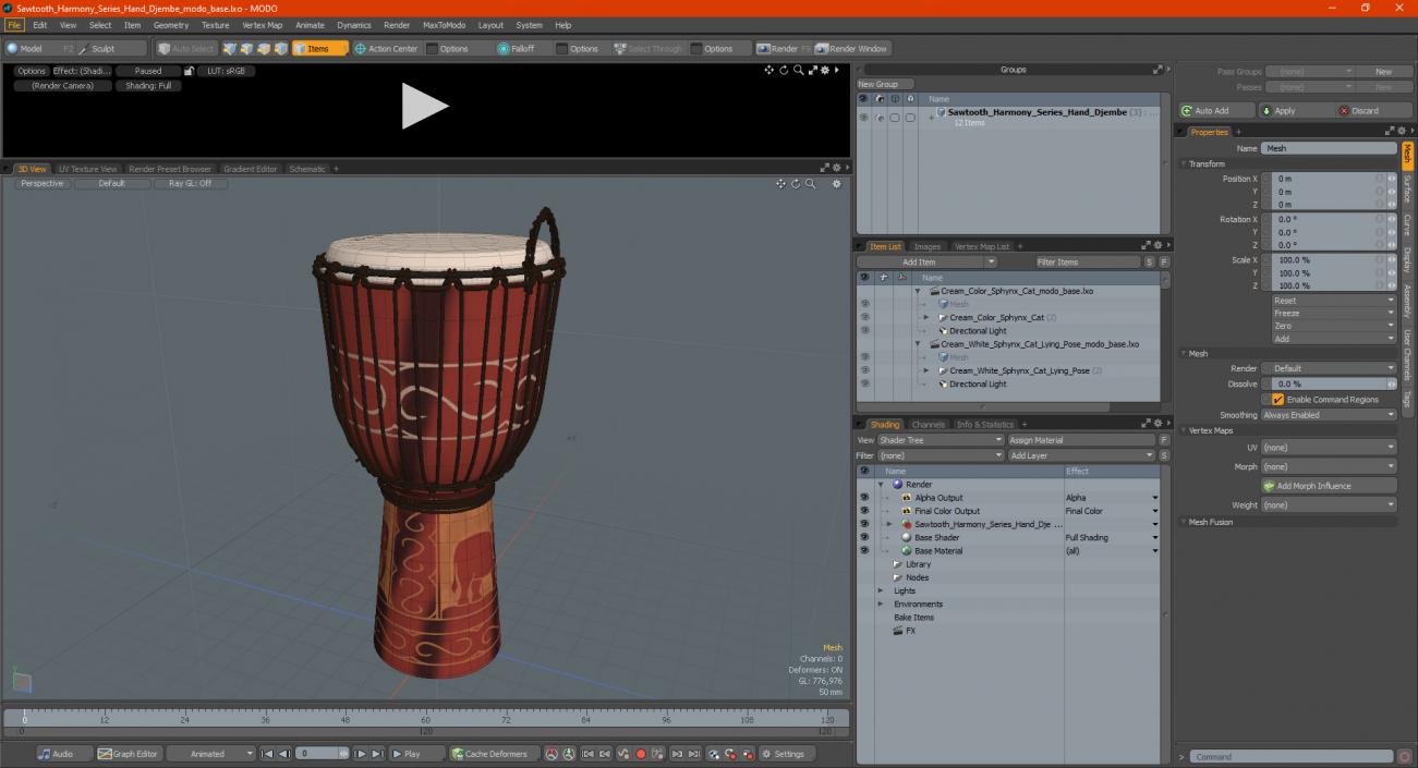 3D model Sawtooth Harmony Series Hand Djembe