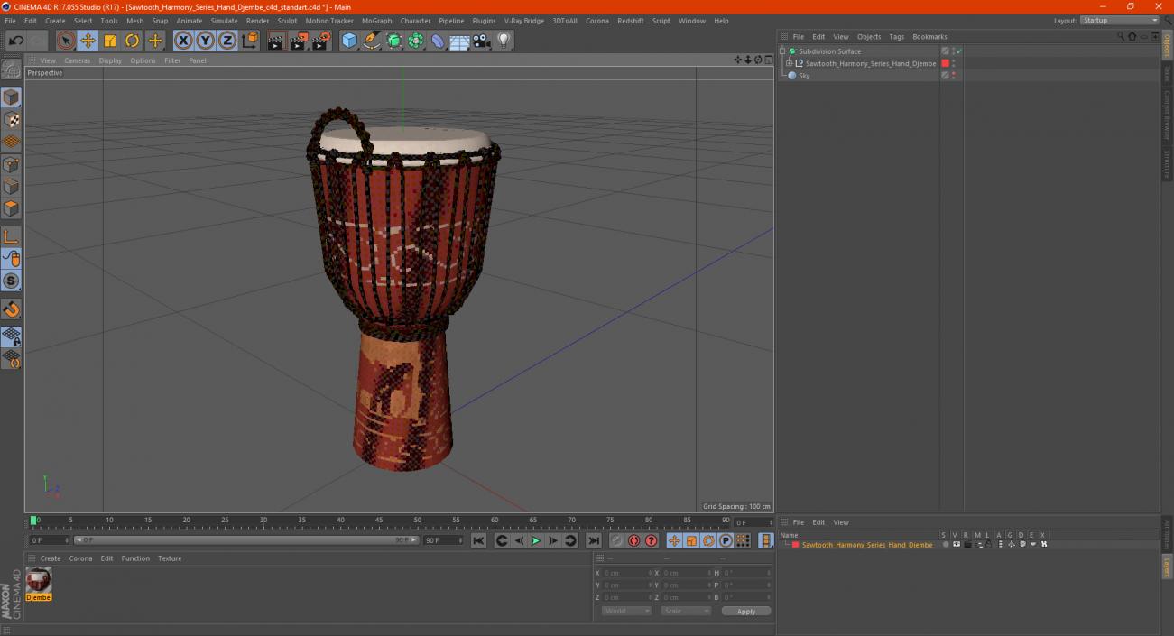 3D model Sawtooth Harmony Series Hand Djembe