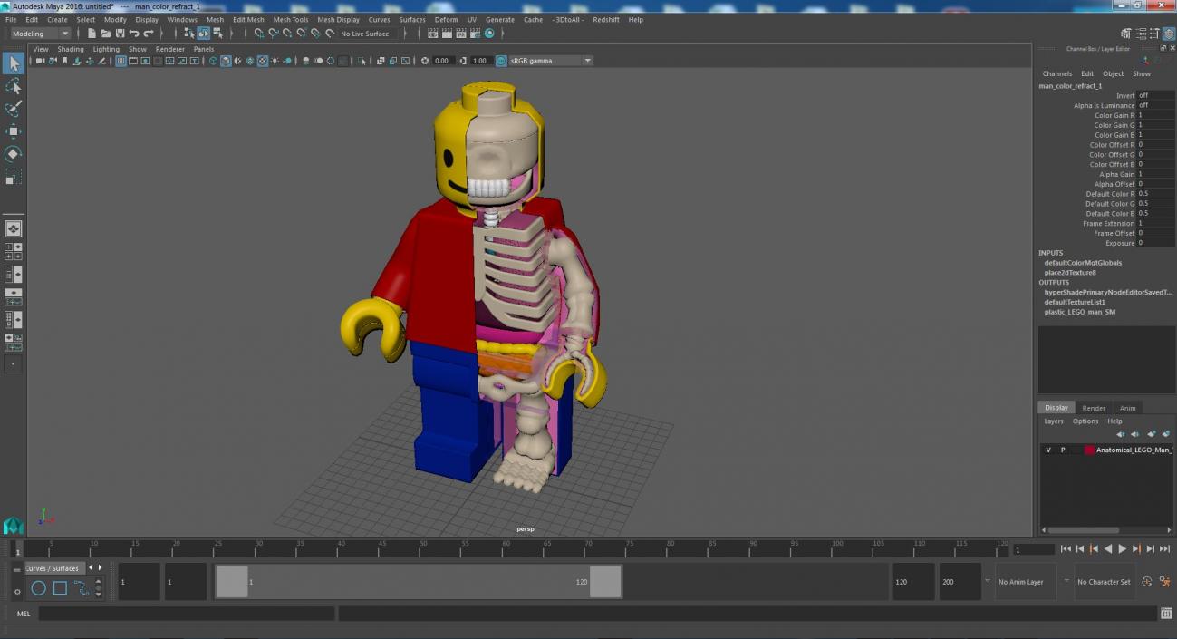 3D Anatomical LEGO Man Transparent