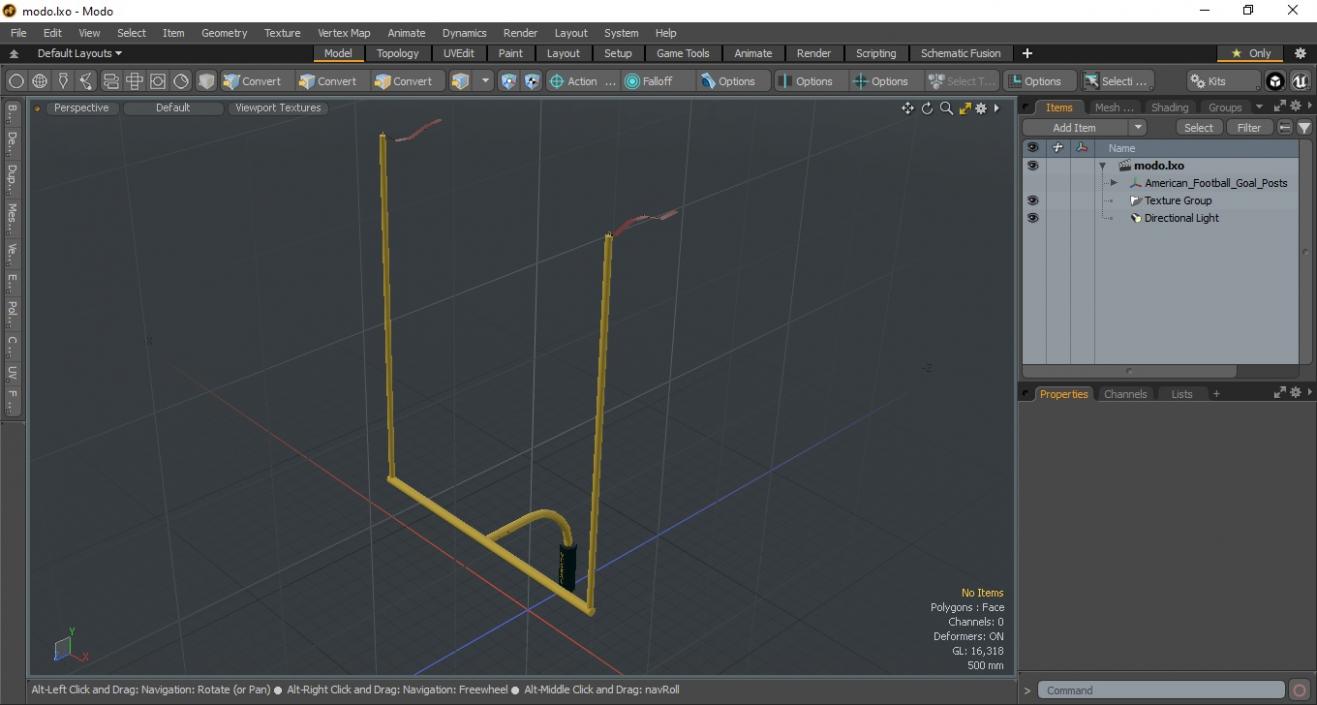 3D American Football Goal Posts model