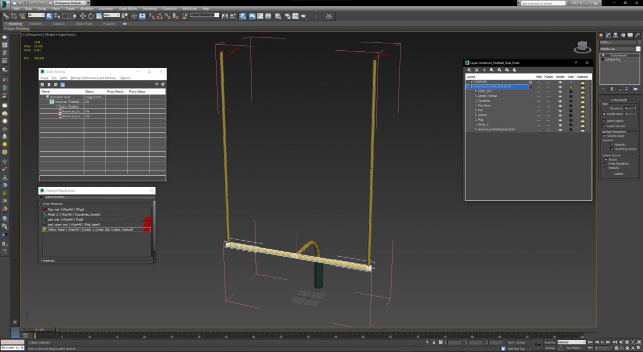 3D American Football Goal Posts model