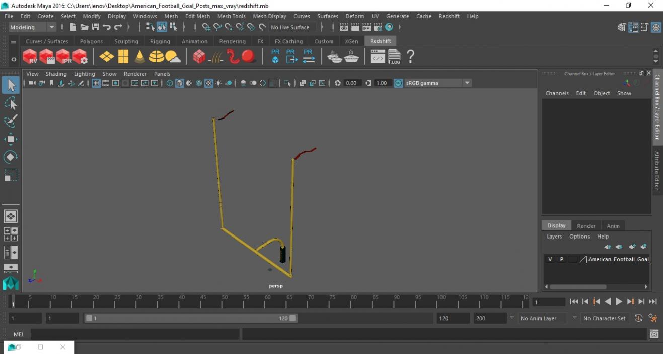 3D American Football Goal Posts model