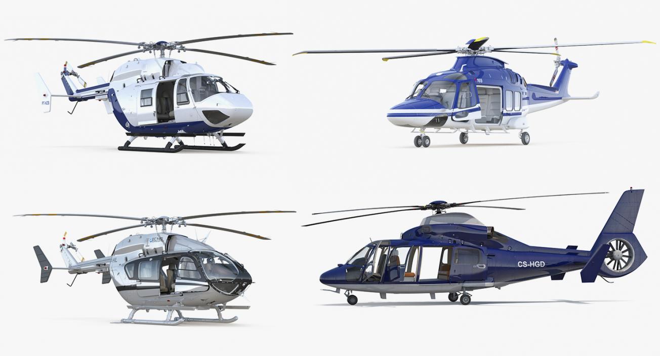 Rigged Private Helicopters Collection 3 3D model