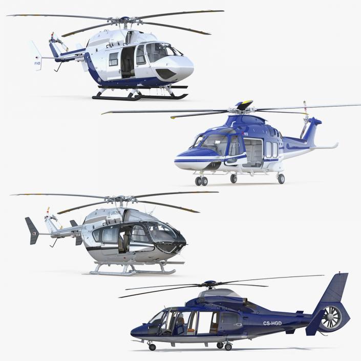 Rigged Private Helicopters Collection 3 3D model