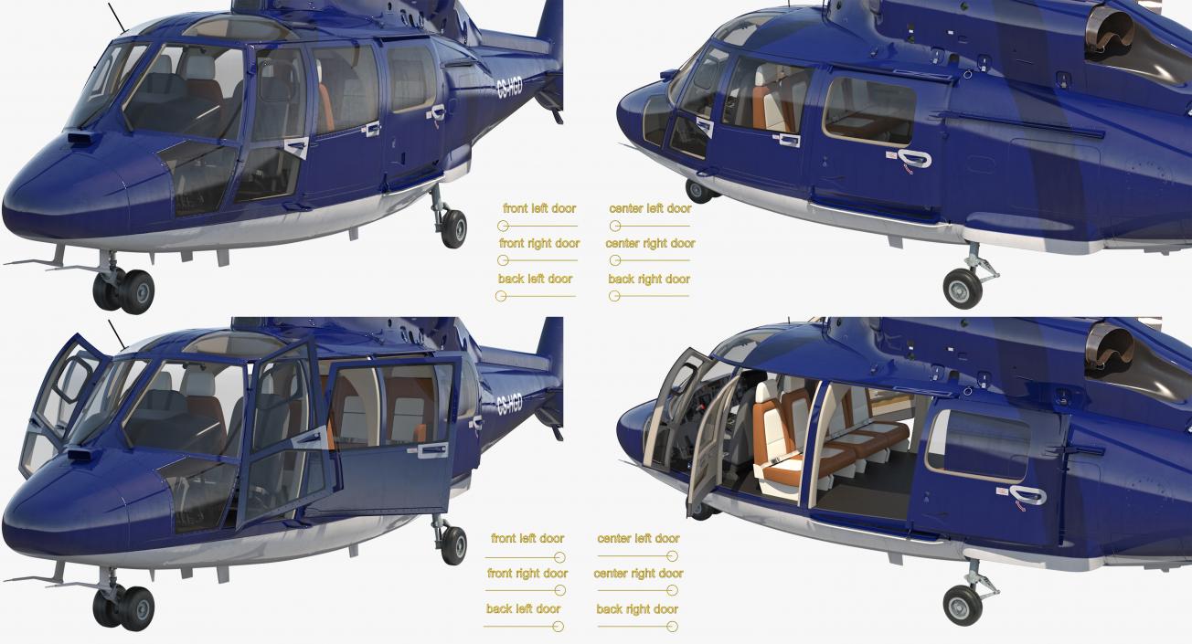 Rigged Private Helicopters Collection 3 3D model