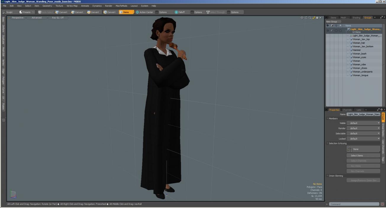 3D Light Skin Judge Woman Standing Pose