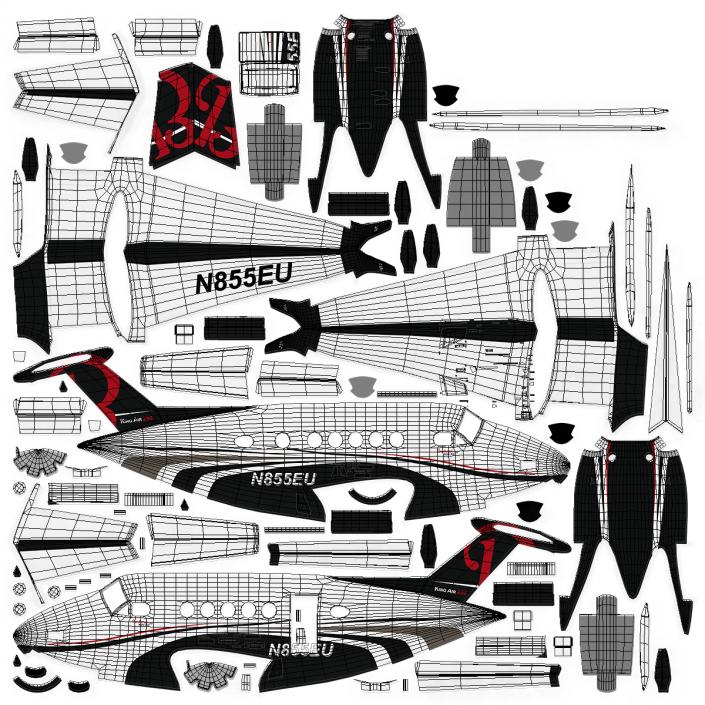 3D Beechcraft Super King Air 250 Rigged