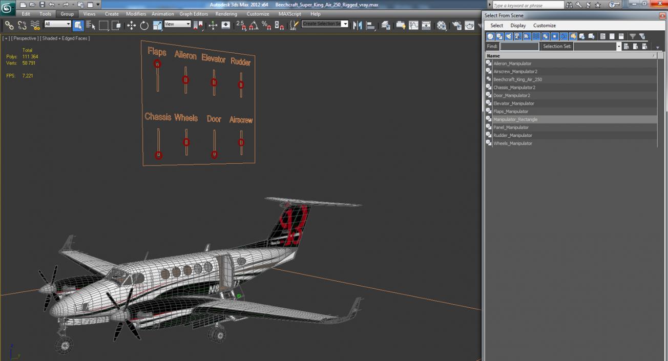 3D Beechcraft Super King Air 250 Rigged