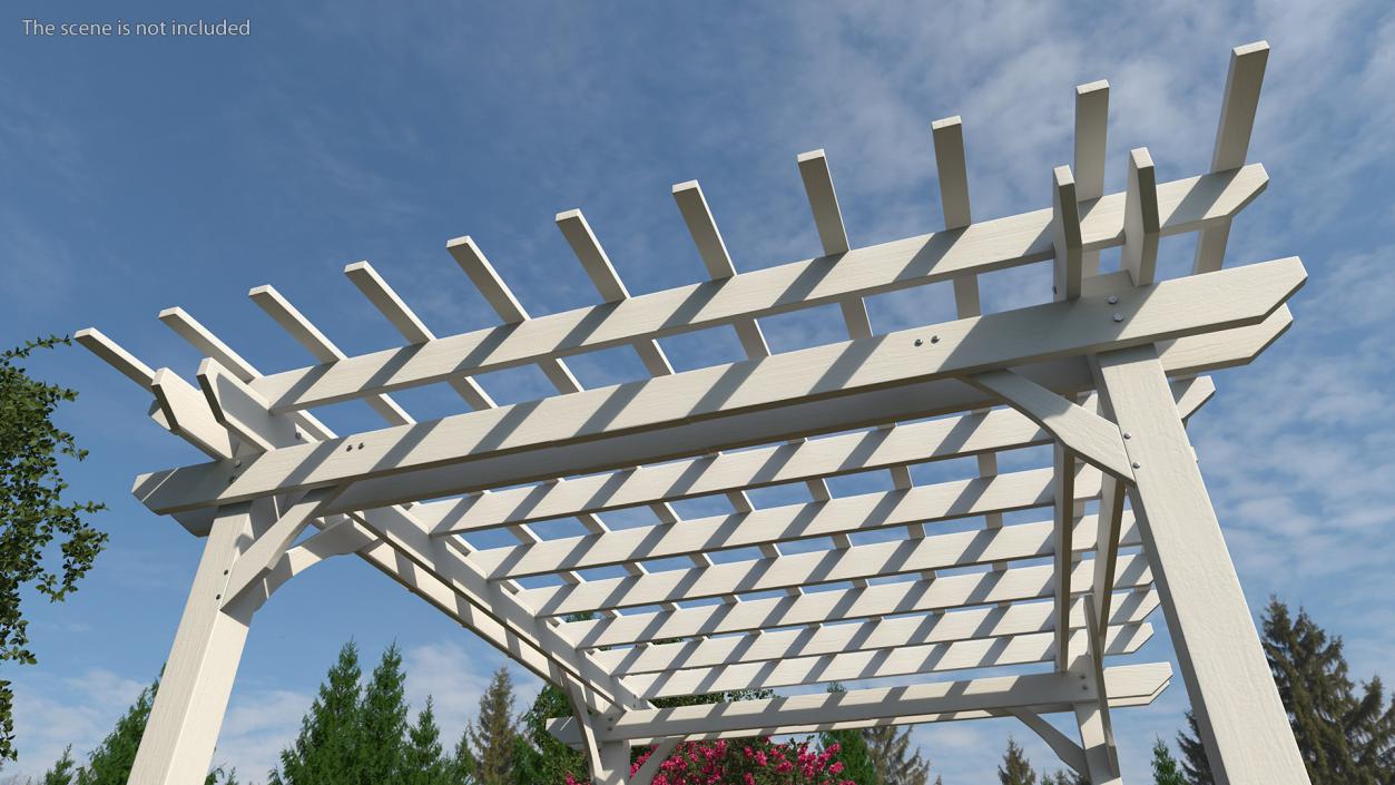 3D White Painted Wooden Pergola model