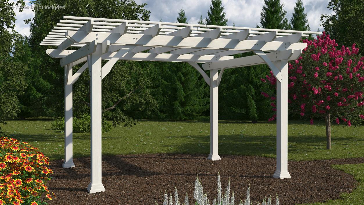 3D White Painted Wooden Pergola model