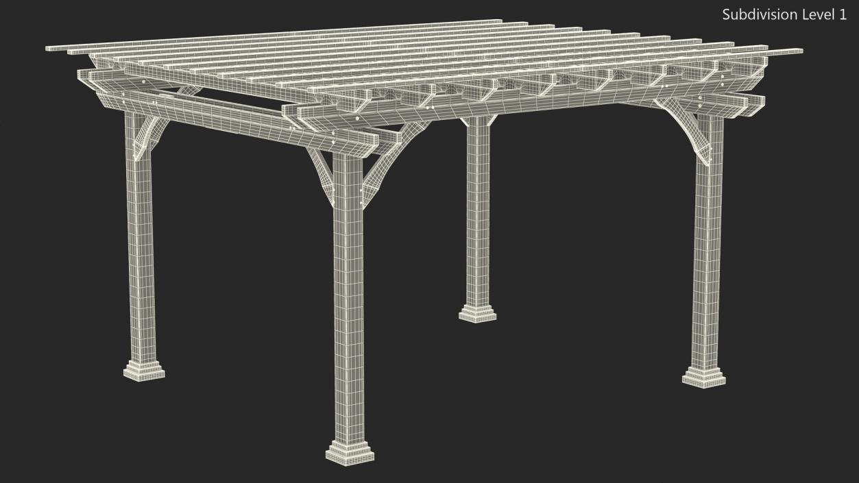 3D White Painted Wooden Pergola model