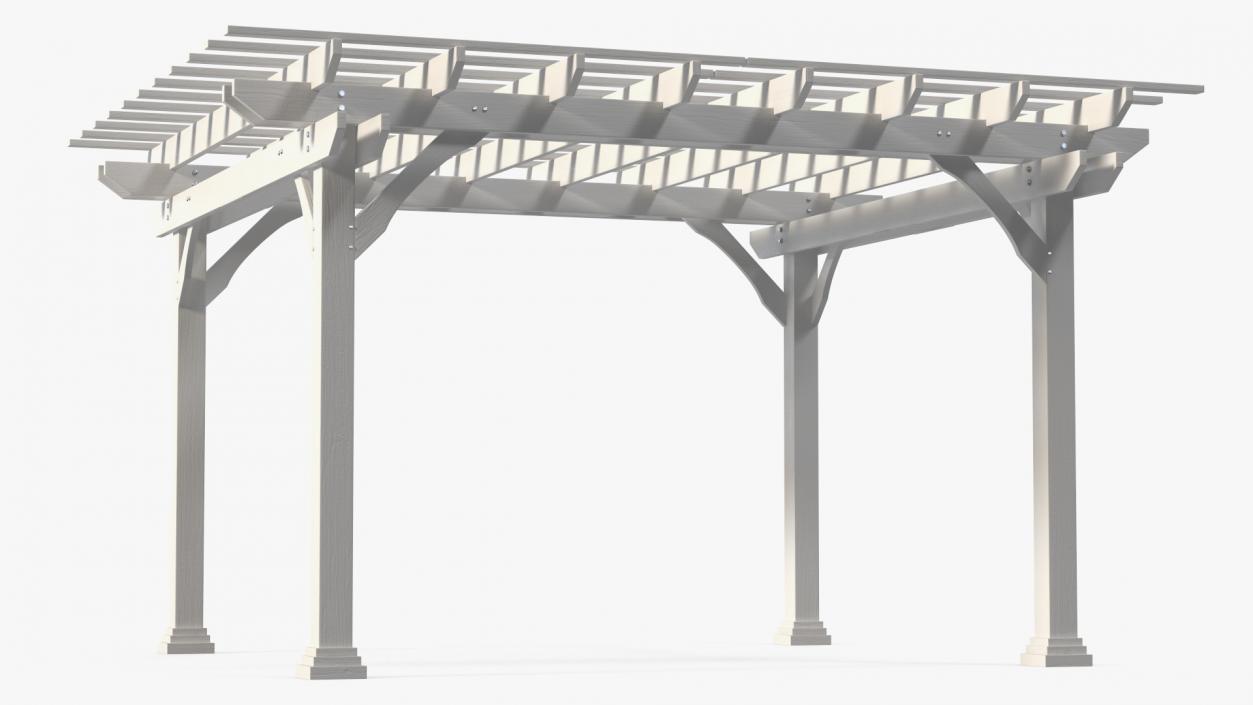 3D White Painted Wooden Pergola model