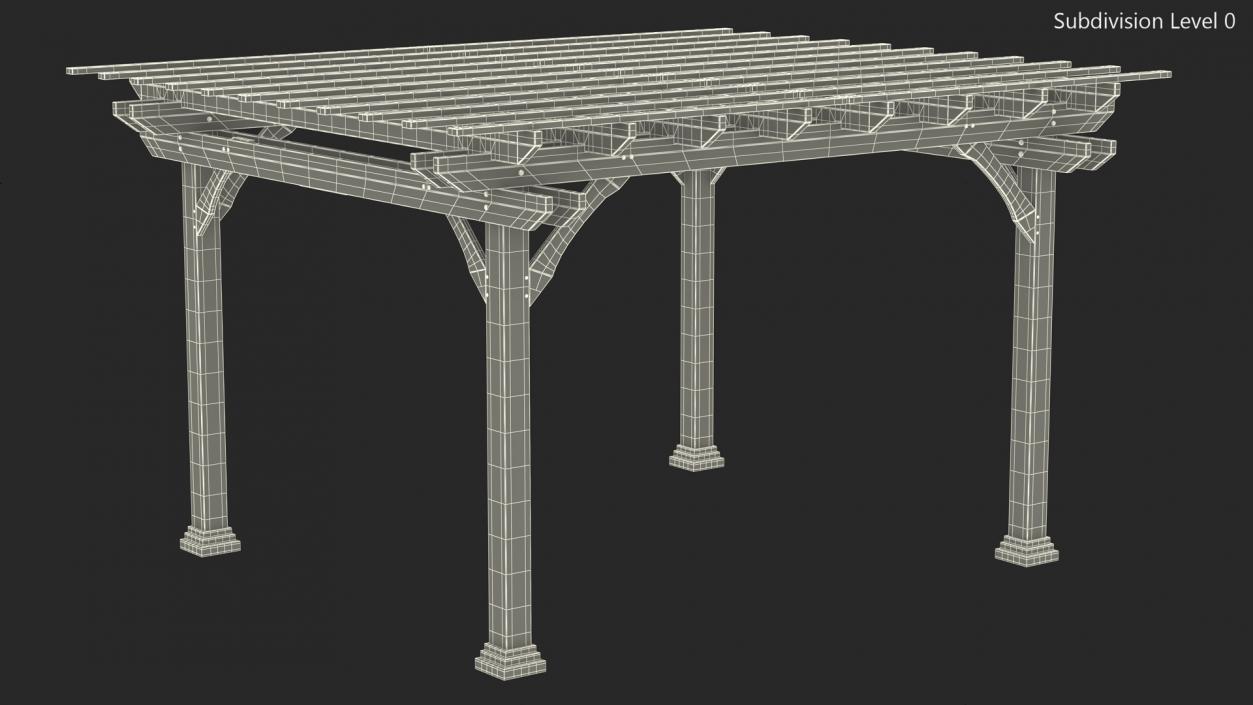 3D White Painted Wooden Pergola model