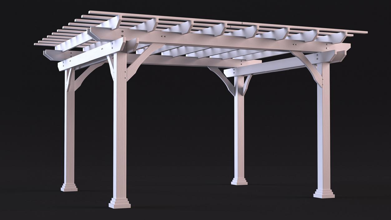 3D White Painted Wooden Pergola model