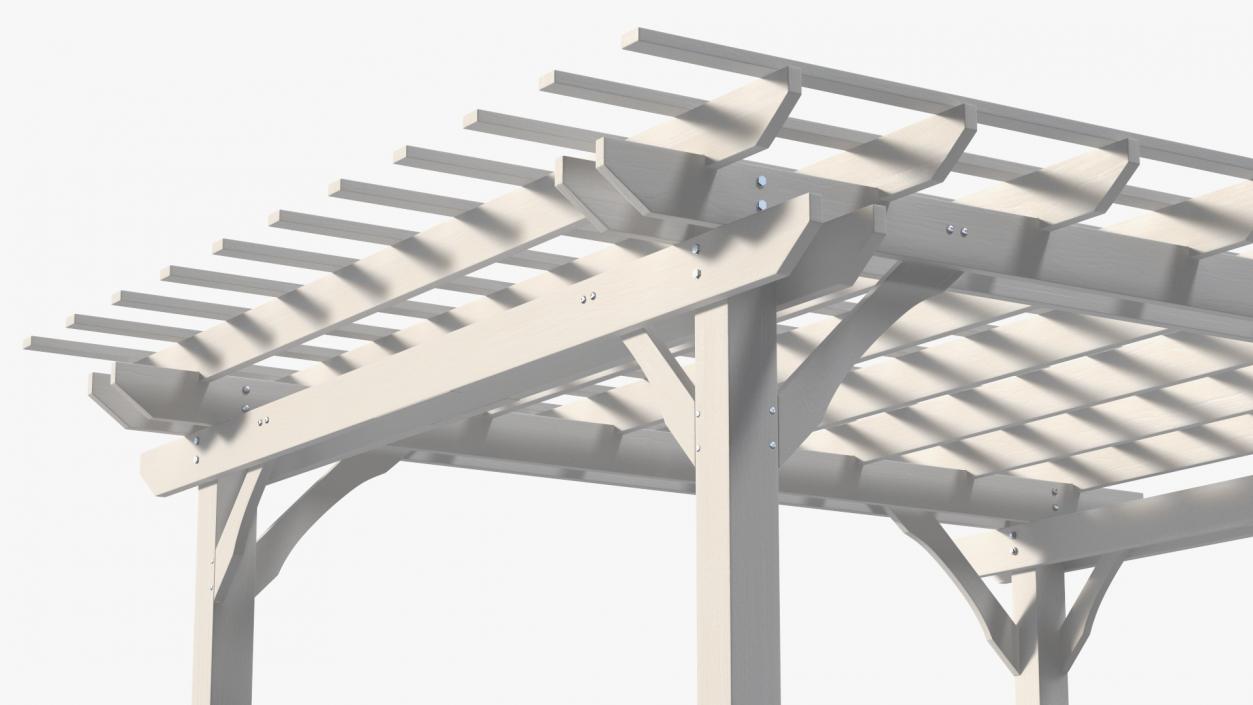 3D White Painted Wooden Pergola model