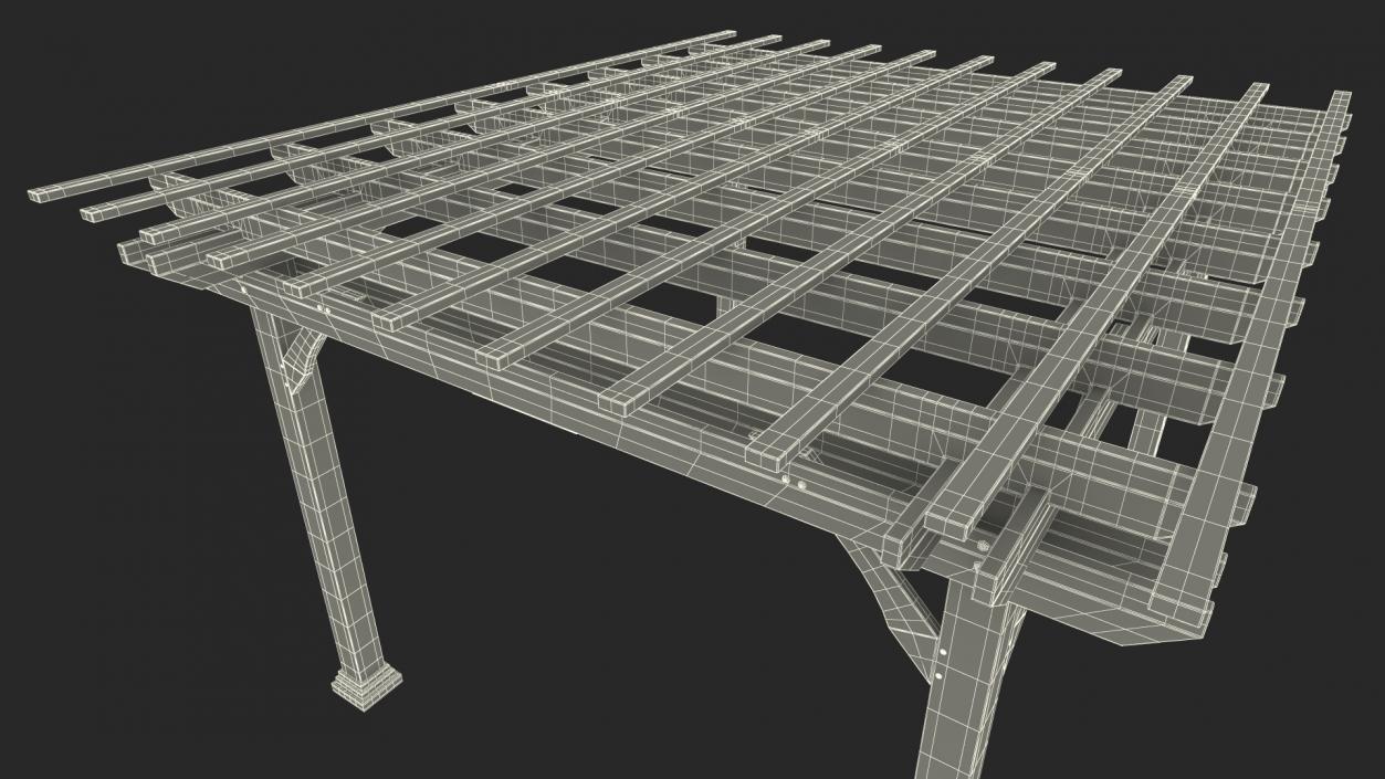 3D White Painted Wooden Pergola model