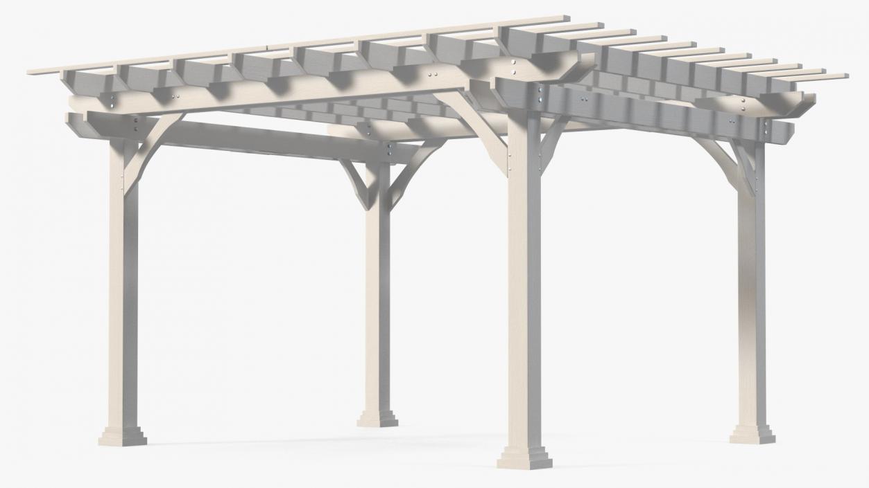 3D White Painted Wooden Pergola model