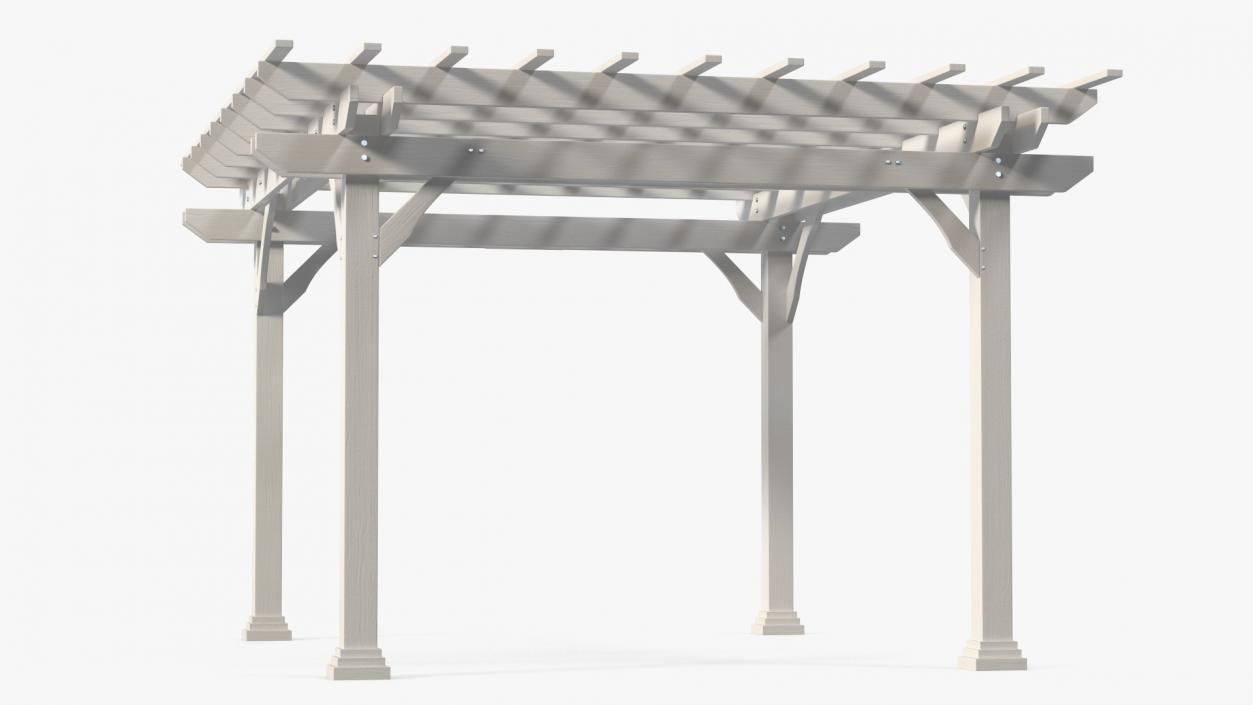 3D White Painted Wooden Pergola model