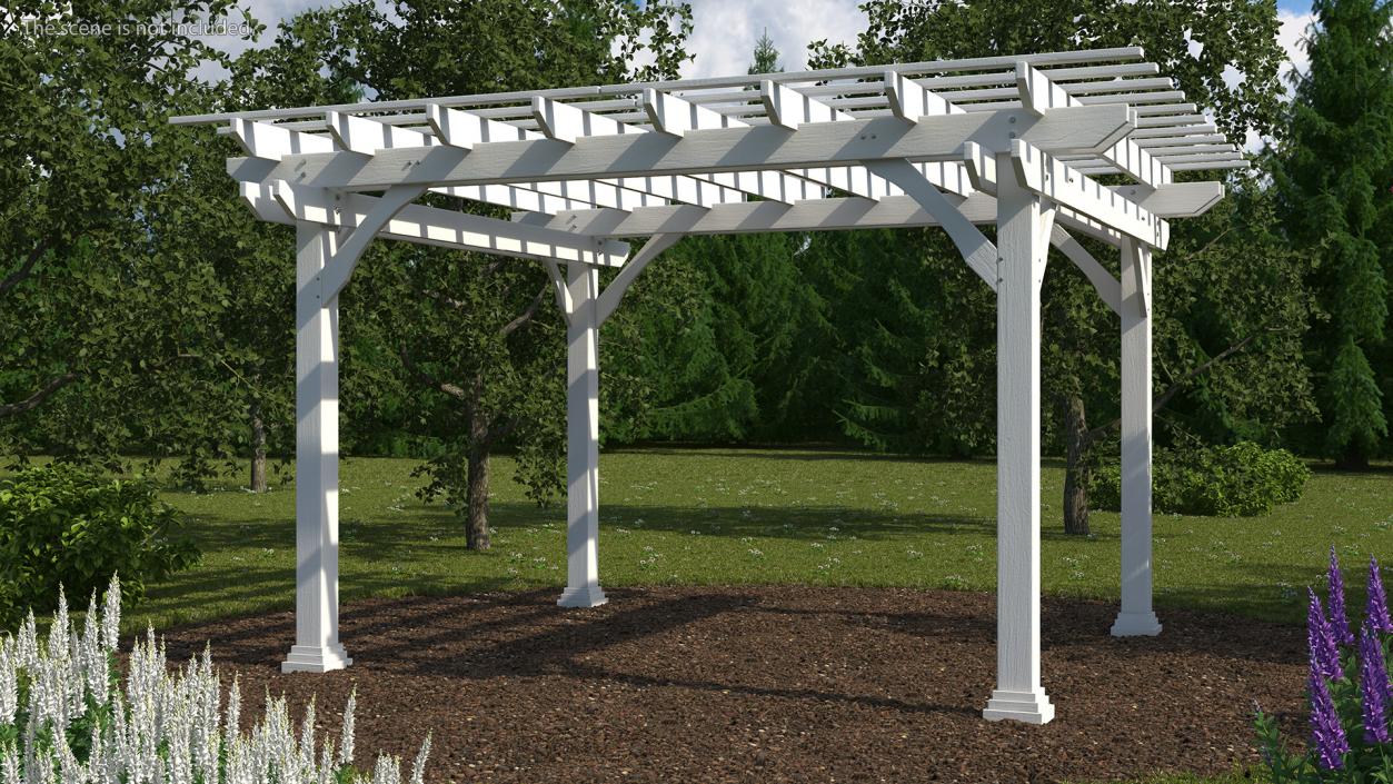 3D White Painted Wooden Pergola model