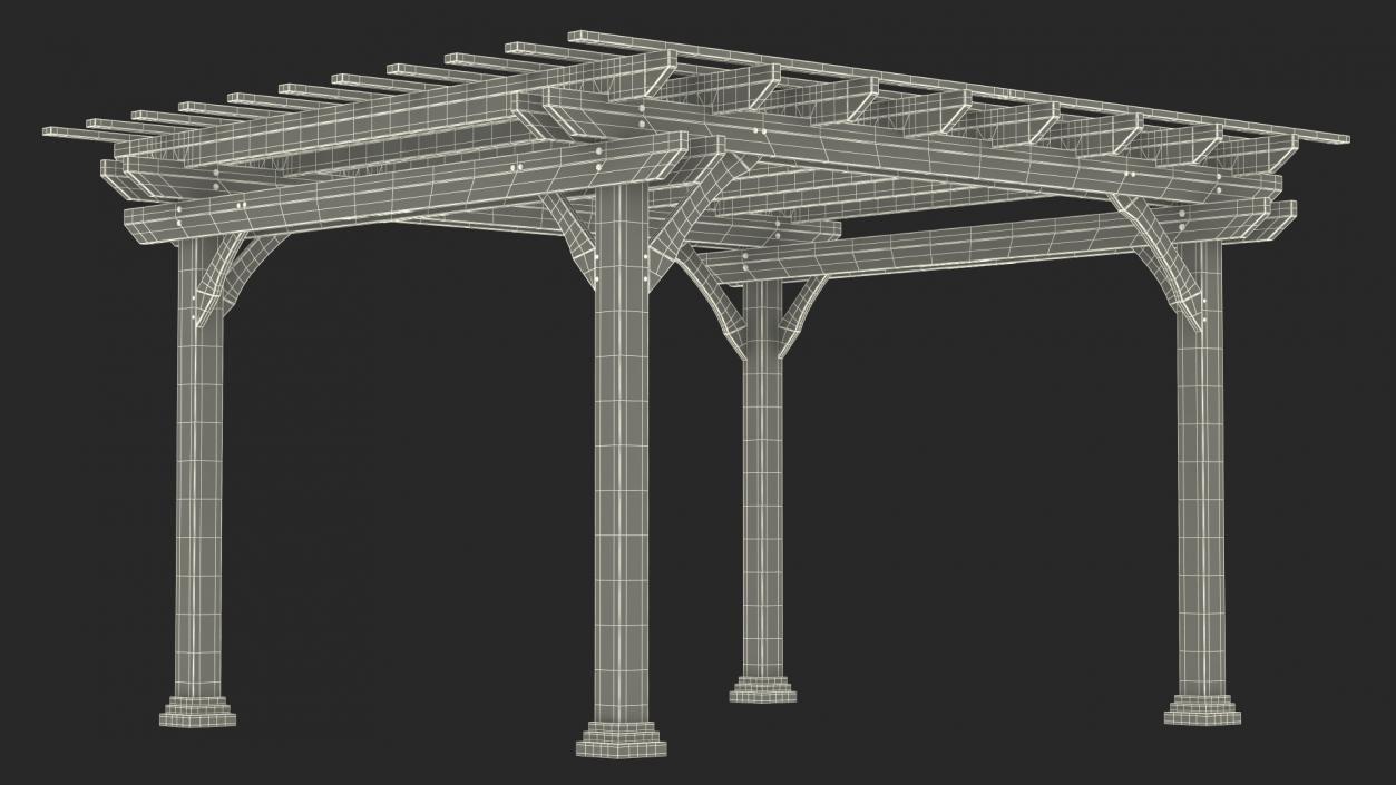 3D White Painted Wooden Pergola model