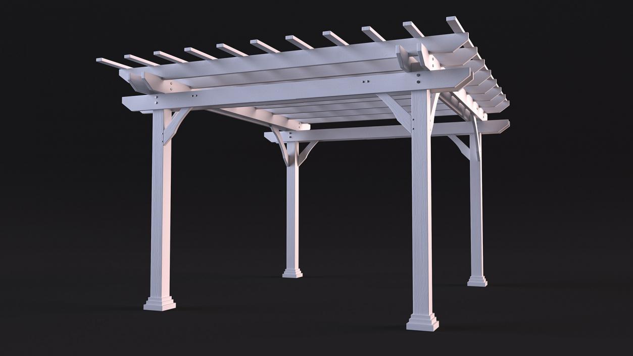 3D White Painted Wooden Pergola model