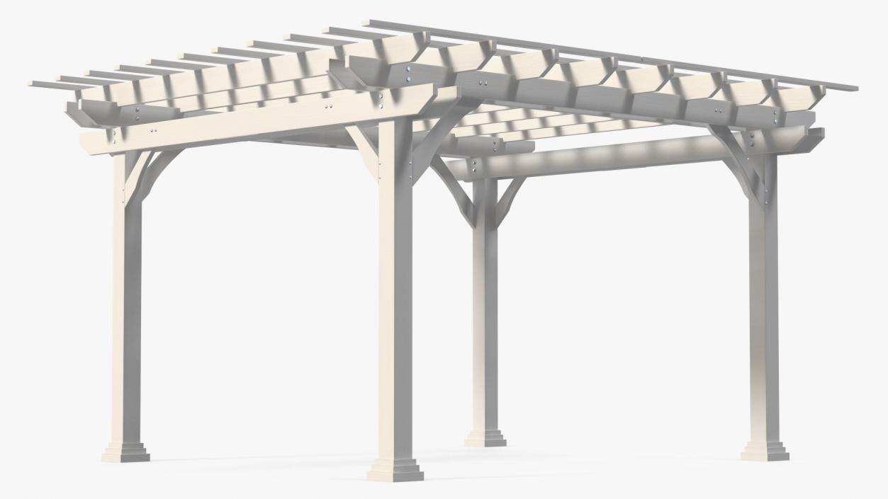 3D White Painted Wooden Pergola model