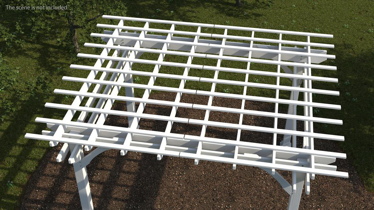 3D White Painted Wooden Pergola model