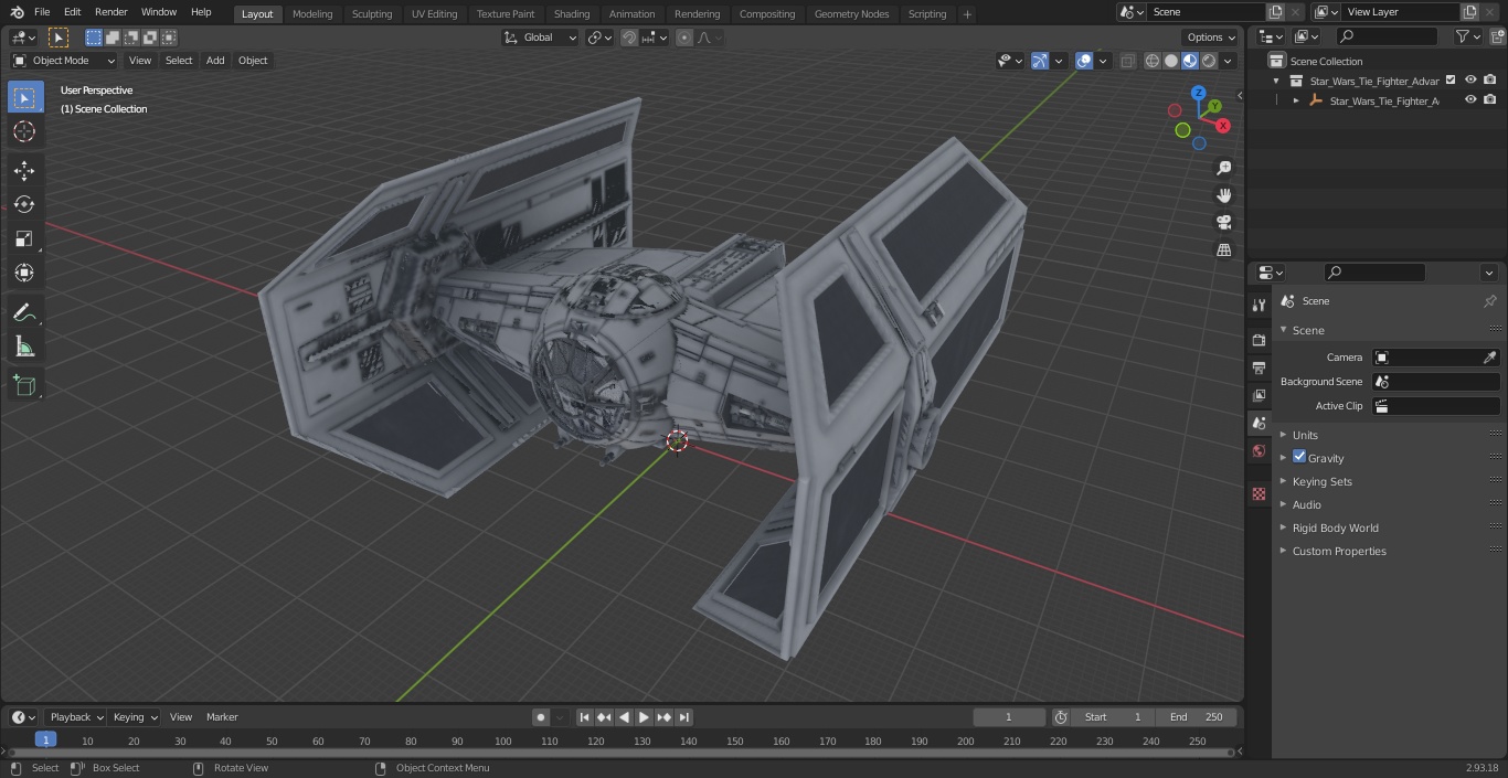 3D model Star Wars Tie Fighter Advanced