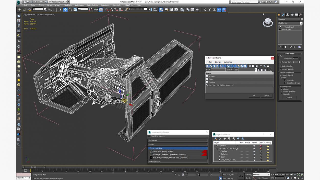 3D model Star Wars Tie Fighter Advanced