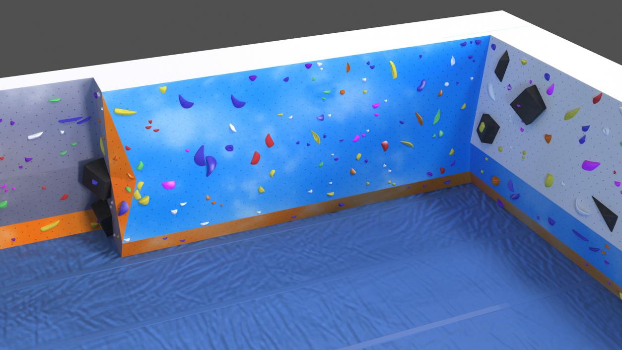 Big Bouldering Climbing Wall with Sports Mat 3D model