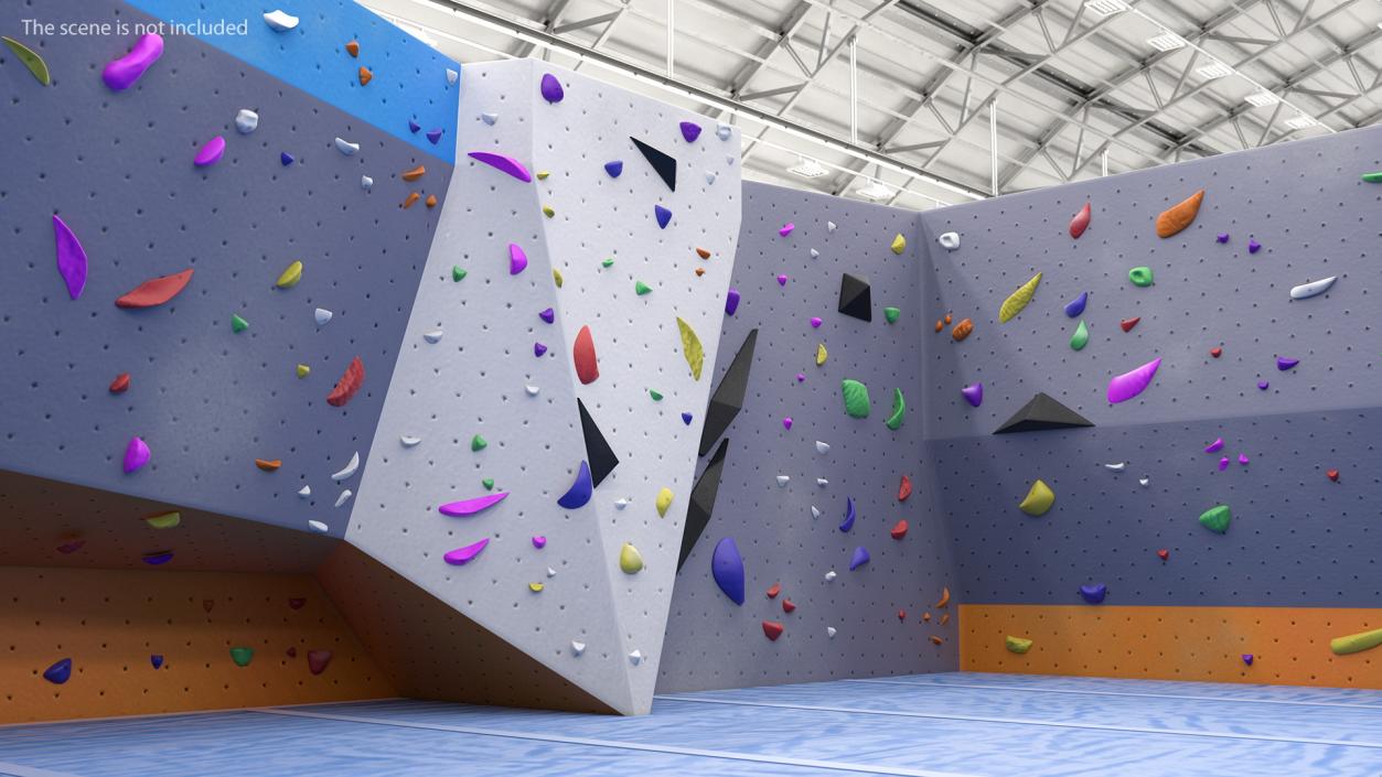 Big Bouldering Climbing Wall with Sports Mat 3D model