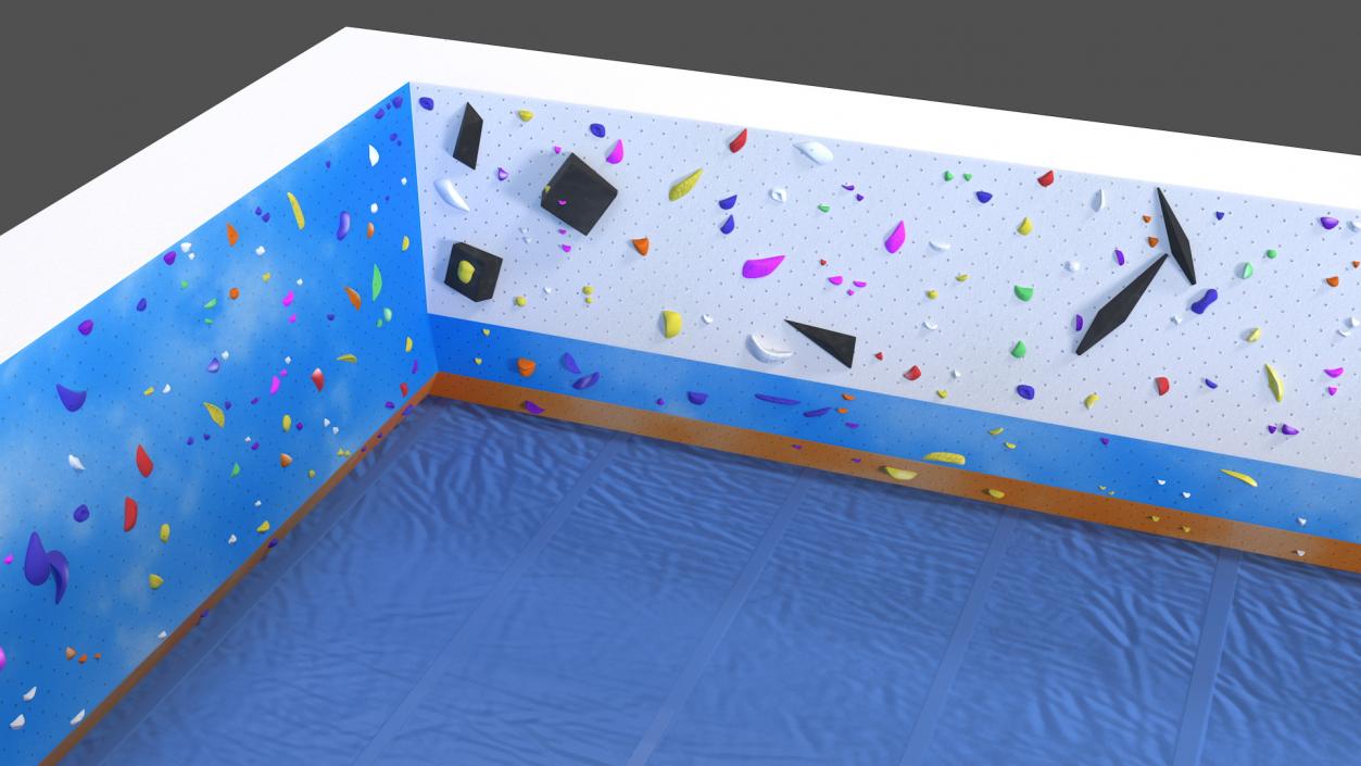 Big Bouldering Climbing Wall with Sports Mat 3D model