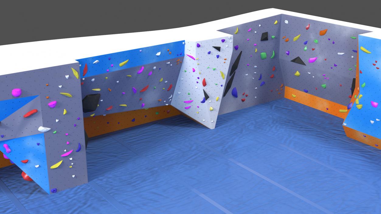 Big Bouldering Climbing Wall with Sports Mat 3D model