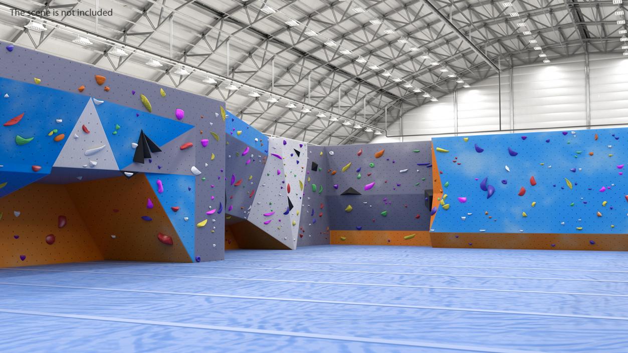 Big Bouldering Climbing Wall with Sports Mat 3D model