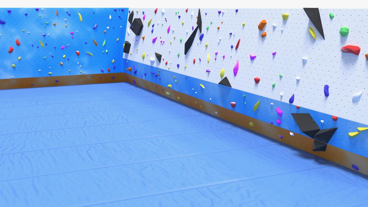 Big Bouldering Climbing Wall with Sports Mat 3D model