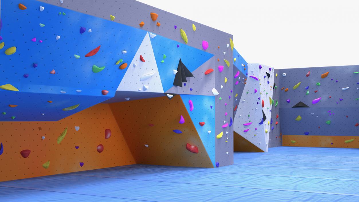 Big Bouldering Climbing Wall with Sports Mat 3D model