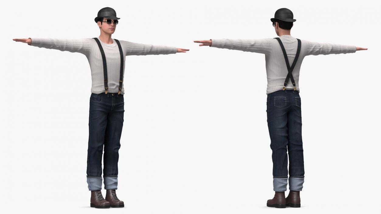 3D model Fashionable Chinese Man T-Pose