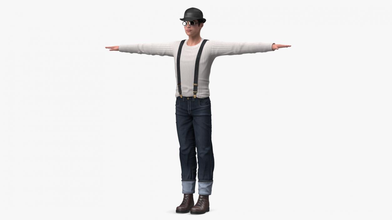 3D model Fashionable Chinese Man T-Pose