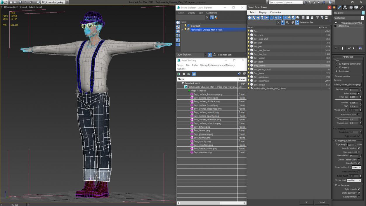 3D model Fashionable Chinese Man T-Pose