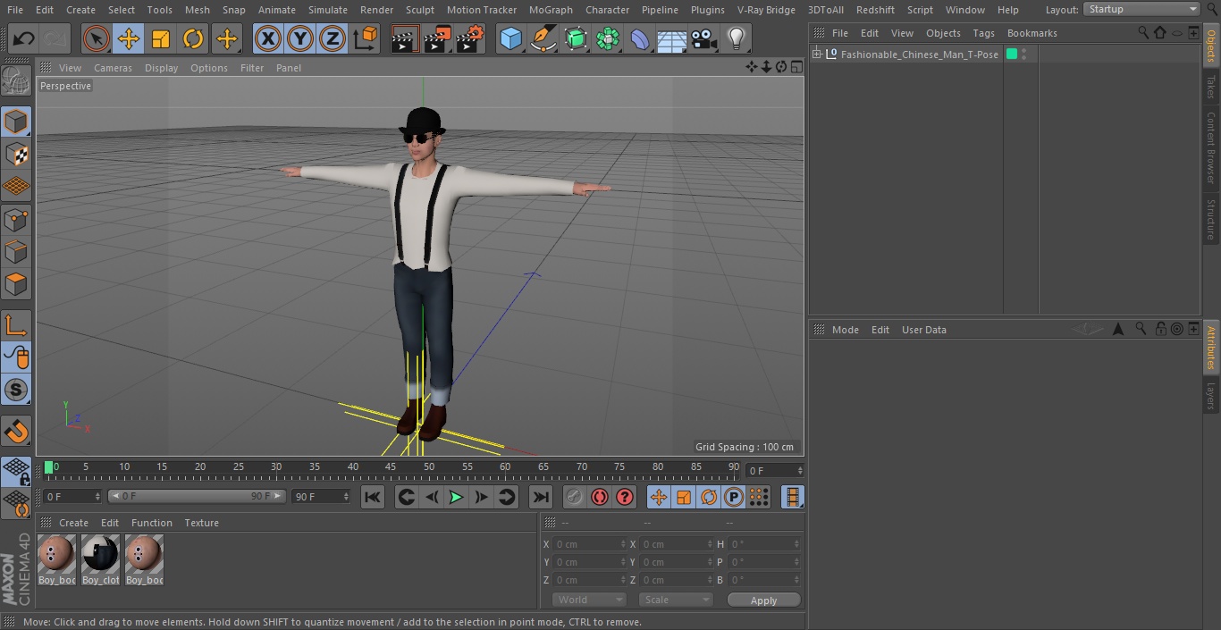 3D model Fashionable Chinese Man T-Pose