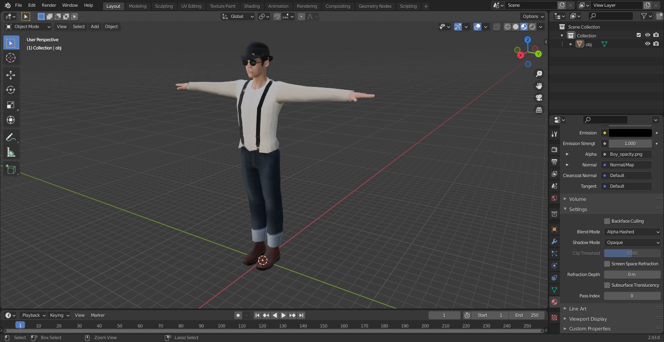 3D model Fashionable Chinese Man T-Pose