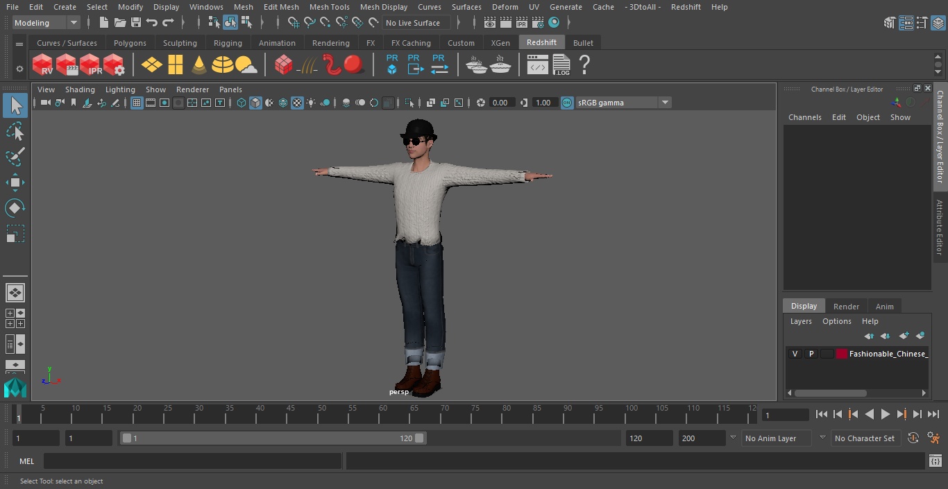 3D model Fashionable Chinese Man T-Pose