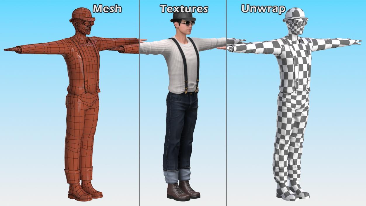 3D model Fashionable Chinese Man T-Pose