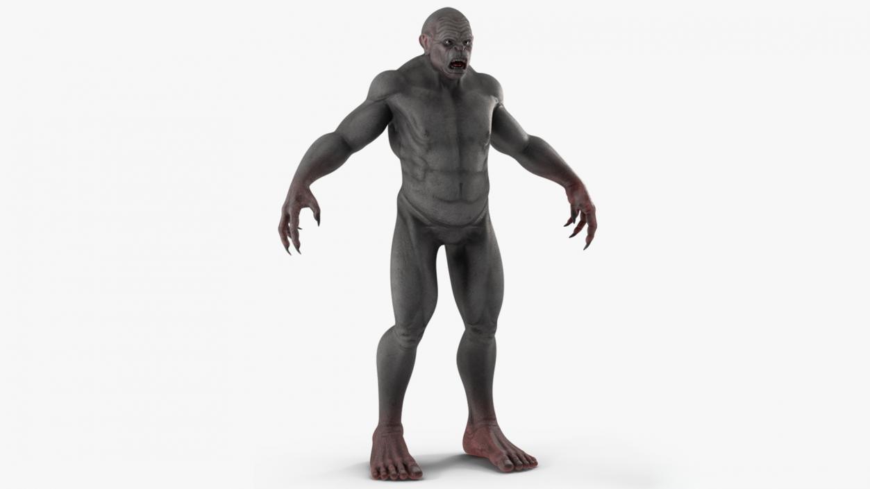 3D Grey Monster Rigged for Cinema 4D model